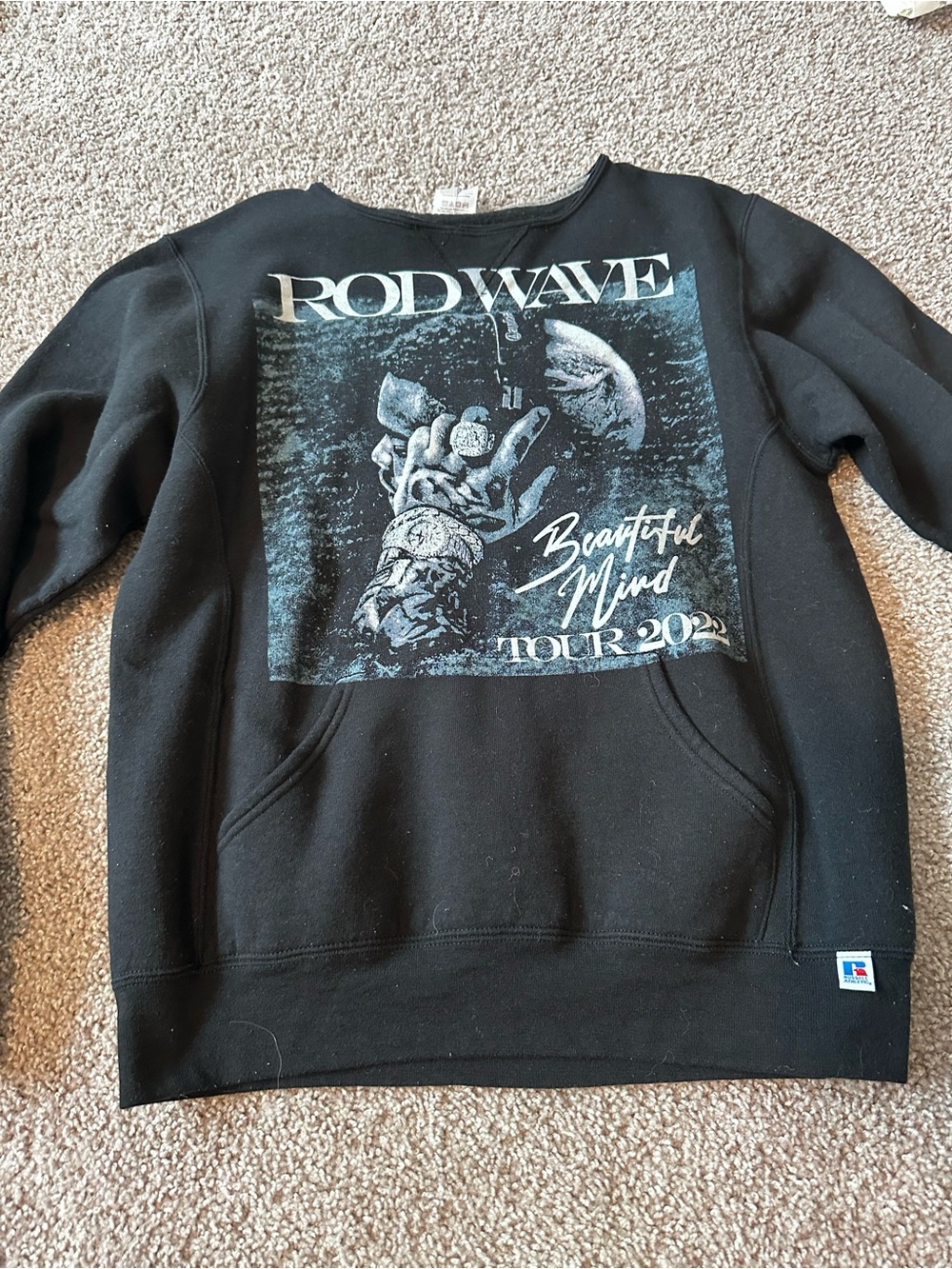 Gildan Black Crewneck Sweatshirt with Blue Graphic